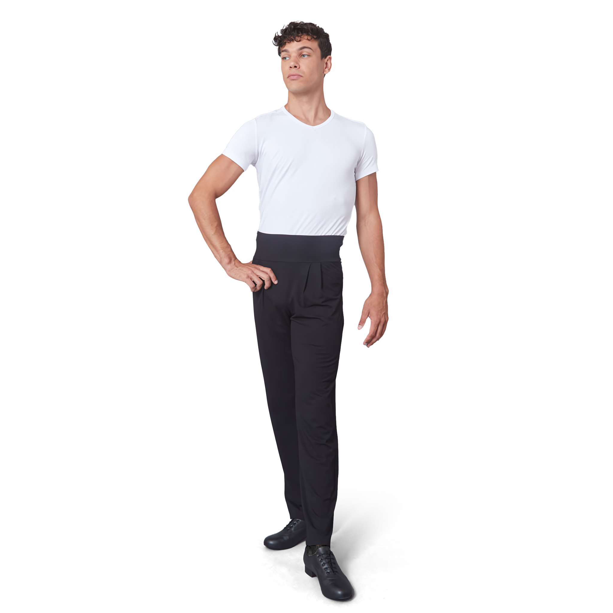 Tempsdanse Octavio Noir Schwarze Tanzhose Fuer Herren Breiter Bund 01