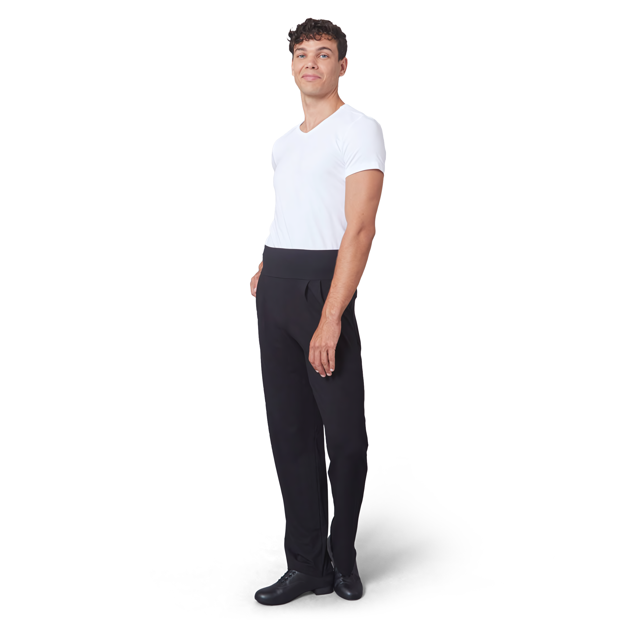 Tempsdanse Octavio Noir Schwarze Tanzhose Fuer Herren Breiter Bund 03