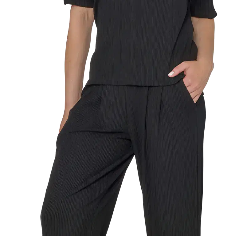 Tempsdanse Ringo Noir Gerippte Damen Tanzhose Mit Bundfalten Schwarz 01