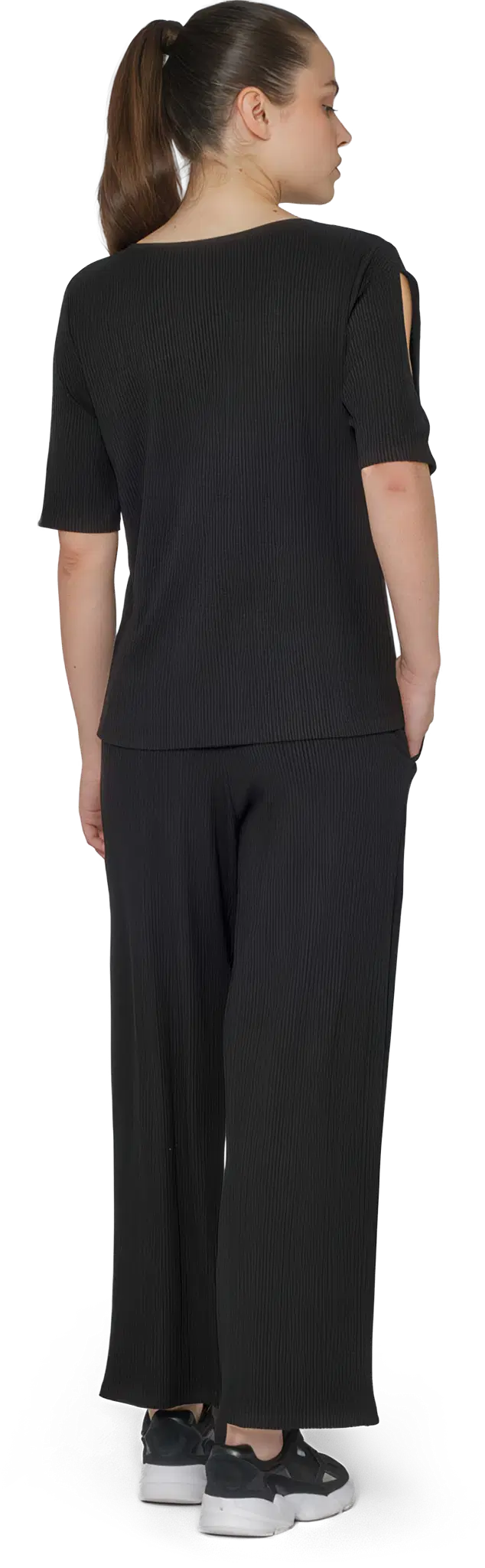 Tempsdanse Ringo Noir Gerippte Damen Tanzhose Mit Bundfalten Schwarz 02