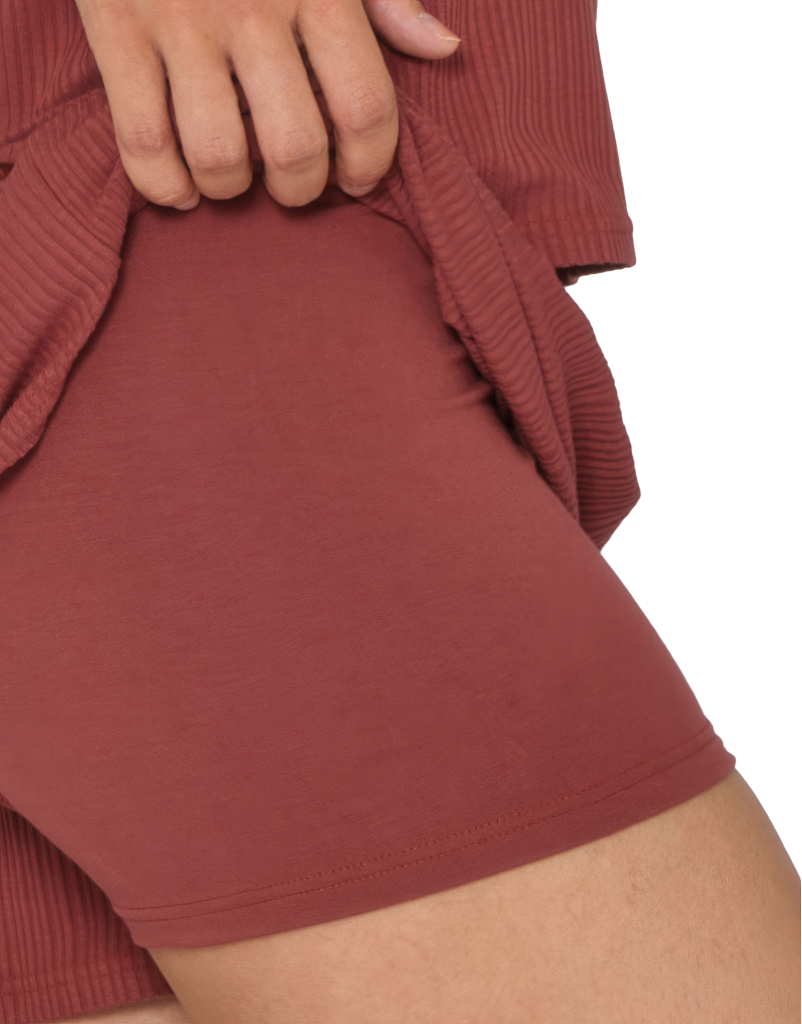 Tempsdanse Roxane Skort 2 In 1 Terracotta Gerippte Tanzhorts Mit Slip Ziegelrot 02