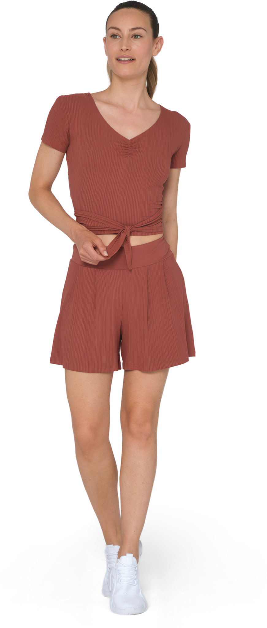Tempsdanse Roxane Skort 2 In 1 Terracotta Gerippte Tanzhorts Mit Slip Ziegelrot 03