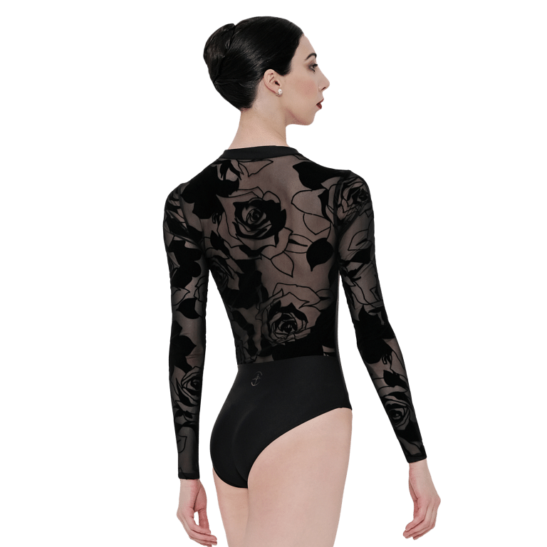 Wear Moi Felicite Black Hochgeschlossener Tanzbody Mesh Ärmel 02