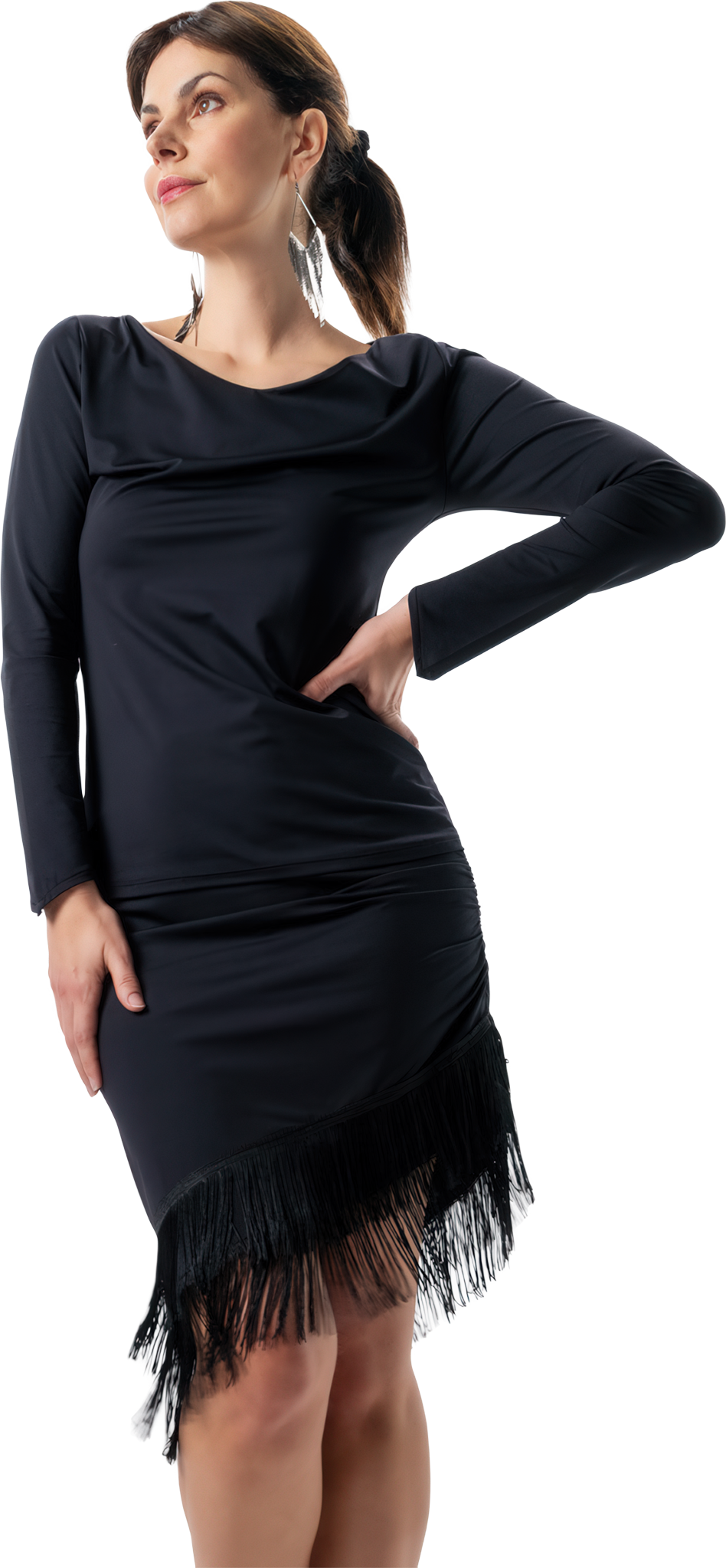 Werner Kern Oya Schwarz Asymmetrischer Tanzrock Mit Fransen 117324 01