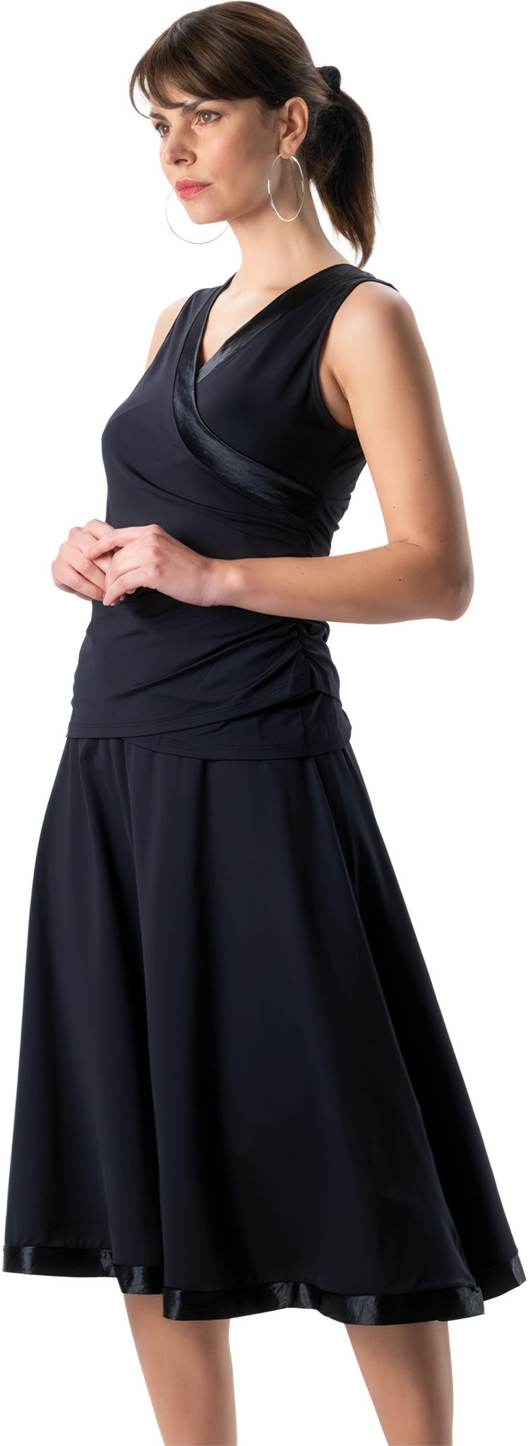 Werner Kern Sari Schwarz Knielanger Tanzrock Mit Satinborte 117332 01 Copy